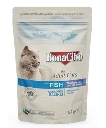 BONACIBO POUCH - WET ADULT CAT FOOD - MACKAREL  85g