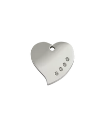 Red Dingo Polírozott rozsdamentes szív forma acél biléta, cirkóniával