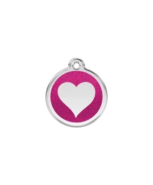 Red Dingo Csillámos Rozsdamentes szív mintás acél biléta hot pink