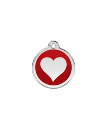 Red Dingo Csillámos Rozsdamentes szív mintás acél biléta piros