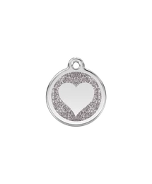 Red Dingo Csillámos Rozsdamentes szív mintás acél biléta ezüst