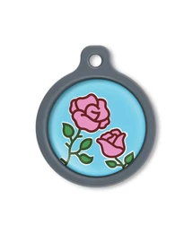 Blucky Blooming Rose Turquoise Blue Dog Tag large