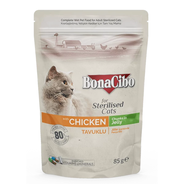 BONACIBO POUCH - WET ADULT CAT FOOD - STERILISED - CHICKEN 85g BONACIBO POUCH - WET ADULT CAT FOOD - STERILISED - CHICKEN 85g