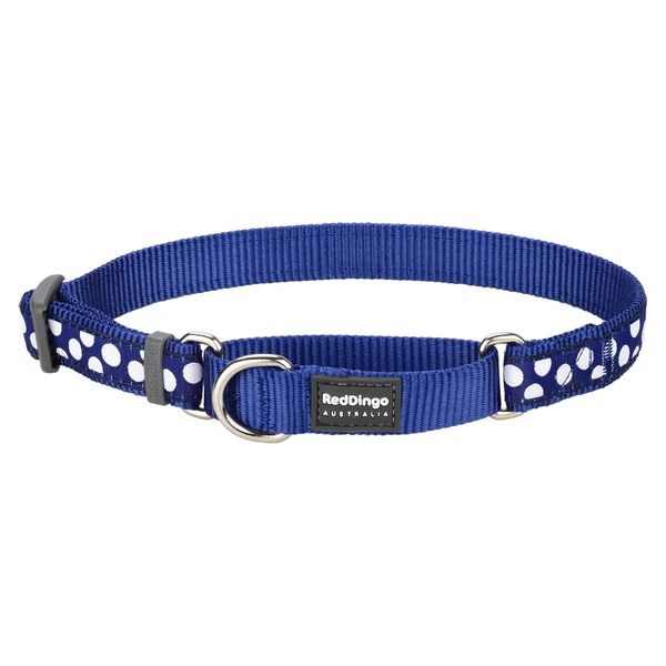 Red Dingo White Spots Dark Blue Medium Martingale nyakörv