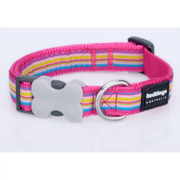 Red Dingo Horizontal Stripes Hot Pink Medium kutya nyakörv