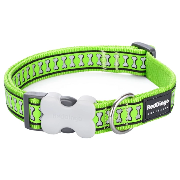 Red Dingo Reflective Lime Medium kutya nyakörv