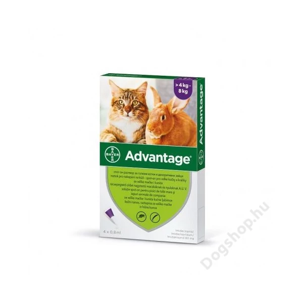 ADVANTAGE SPOT-ON CAT 0,8ML (4KG-TÓL) 4X ADVANTAGE SPOT-ON CAT 0,8ML (4KG-TÓL) 4X
