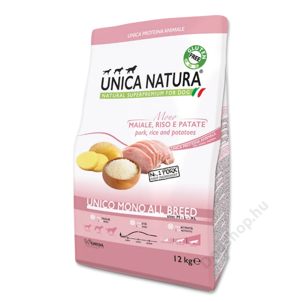 Gheda Unica Natura Unico Mono - Pork, malaccal 12kg Gheda Unica Natura Unico Mono - Pork, malaccal 12kg