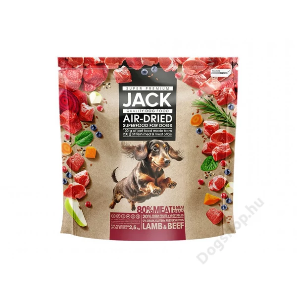 JACK Air-dried kutyatáp bárány & marha 2,5kg JACK Air-dried kutyatáp bárány & marha 2,5kg