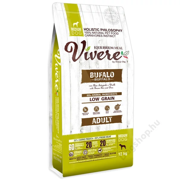 VIVERE LOW-GRAIN DOG MEDIUM Adult Buffalo 12 kg