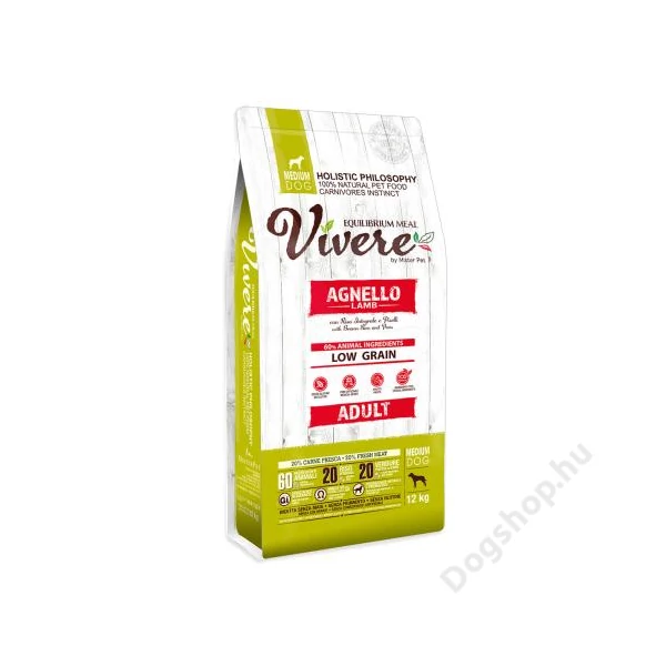 VIVERE LOW-GRAIN DOG MEDIUM Adult Lamb 12 kg