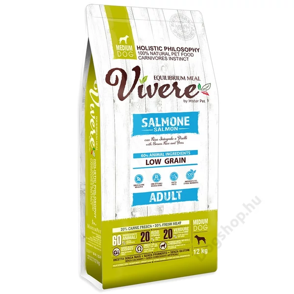 VIVERE LOW-GRAIN DOG MEDIUM Adult Salmon 12 kg
