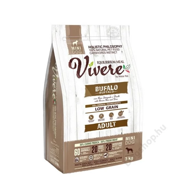 VIVERE LOW-GRAIN DOG MINI Adult Buffalo 3 kg