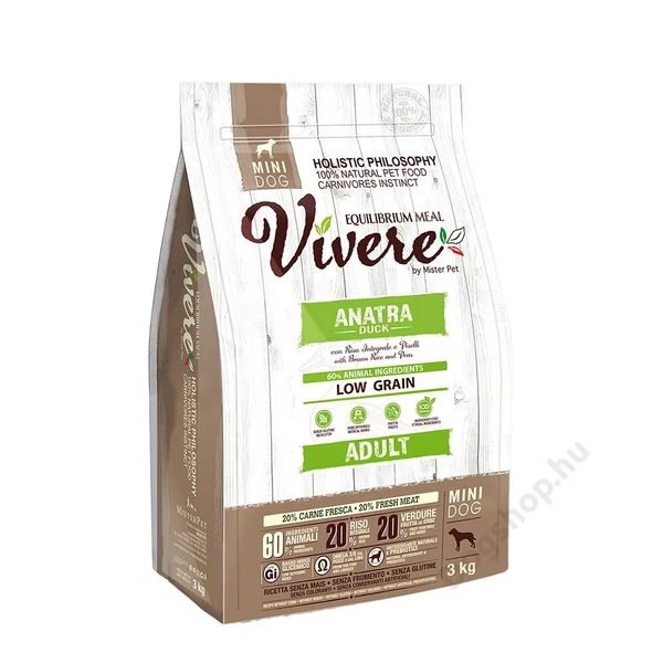 VIVERE LOW-GRAIN DOG MINI Adult Duck 3 kg
