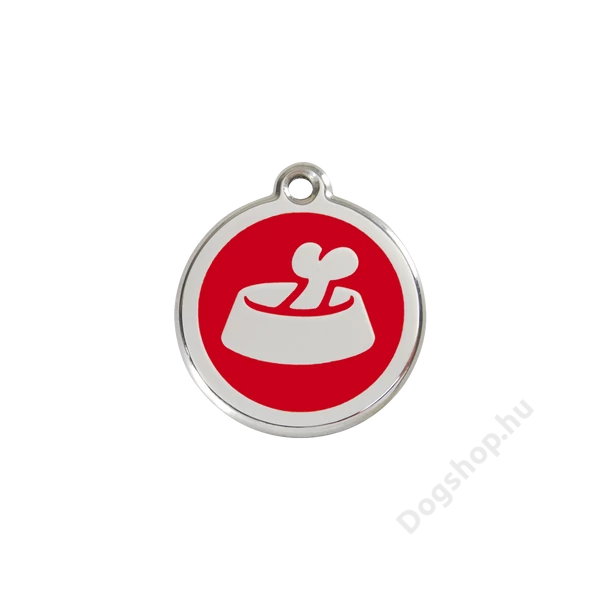 Red Dingo Rozsdamentes kutyatál mintás acél biléta piros