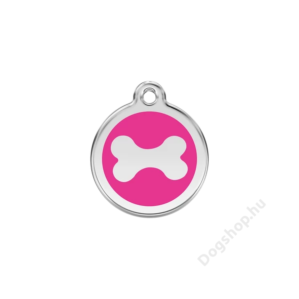 Red Dingo Rozsdamentes vízsz.csont mintás acél biléta hot pink