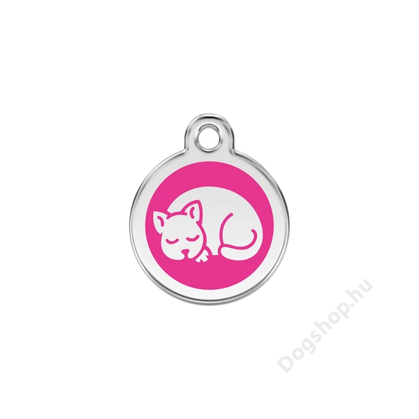 Red Dingo Rozsdamentes cica mintás acél biléta hot pink