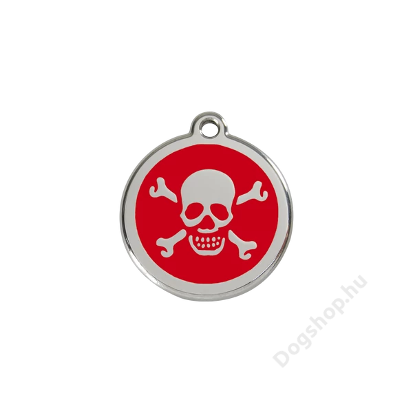 Red Dingo Rozsdamentes koponya-keresztcsont mintás acél biléta piros Red Dingo Rozsdamentes koponya-keresztcsont mintás acél biléta piros