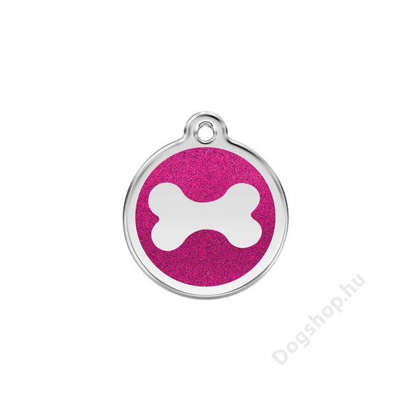Red Dingo Csillámos Rozsdamentes csont mintás acél biléta hot pink