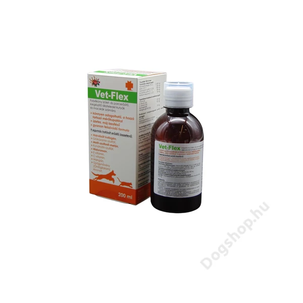 VET-FLEX KUTYA, MACSKA FOLYÉKONY ÍZÜLET- ÉS PORCERŐSÍTŐ 200 ML