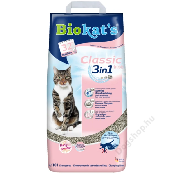 Gimborn Gimcat BIOKAT S CLASSIC FRESH 3IN1 BÉBI PÚDER 10 L