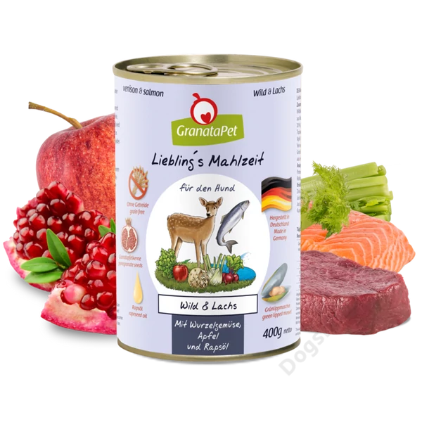 GranataPet Liebling´s Mahlzeit Vad és lazac konzerv 400 g 6db GranataPet Liebling´s Mahlzeit Vad és lazac konzerv 400 g 6db