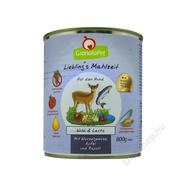 GranataPet Liebling´s Mahlzeit Vad és lazac konzerv 800 g 6db GranataPet Liebling´s Mahlzeit Vad és lazac konzerv 800 g 6db