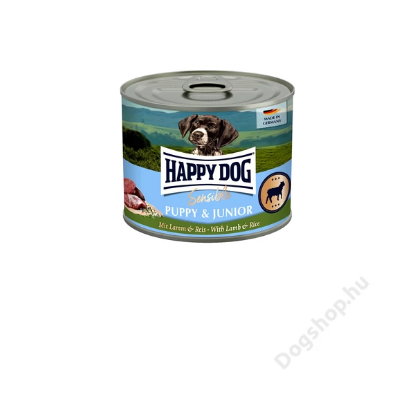 Happy Dog Supreme Sensible Puppy+Junior konzerv Bárány, rizs 6x200 G