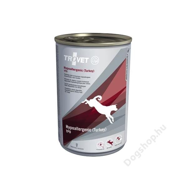 TROVET Hypoallergenic TURKEY&POTATO/ TPD 400 g konzerv kutyáknak