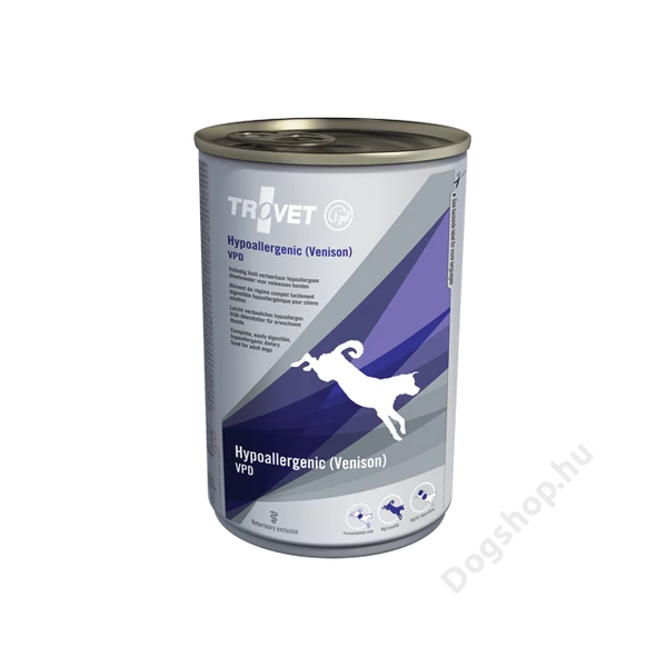 TROVET Hypoallergenic VENISON&POTATO Diet/VPD kutyáknak 400g konzerv