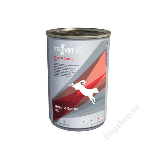 TROVET RENAL&OXALATE DIET/RID konzerv felnőtt kutyáknak, 400g