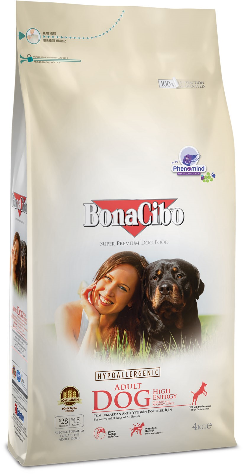 BONACIBO High Energy - ADULT DOG (Csirke, szardella és rizs) 15 kg