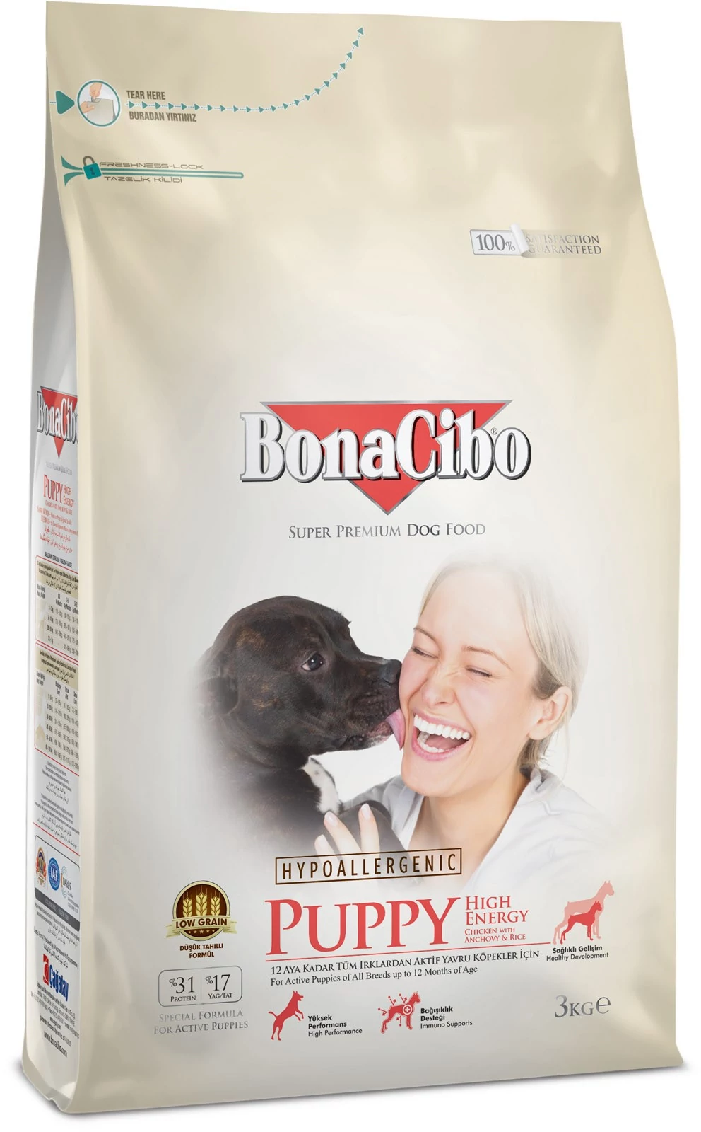 BONACIBO High Energy - PUPPY (Csirke, szardella és rizs) 15 kg