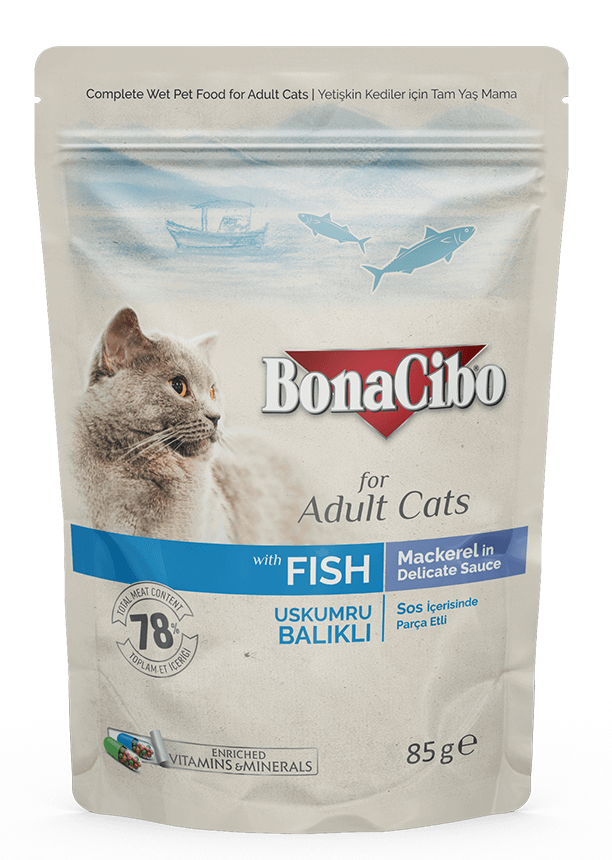 BONACIBO POUCH - WET ADULT CAT FOOD - MACKAREL 85g