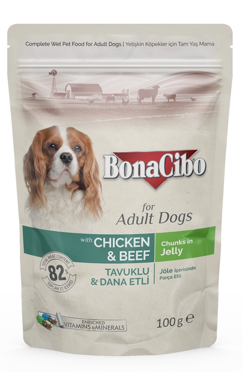 BONACIBO POUCH - WET ADULT DOG FOOD - CHICKEN & BEEF 100g