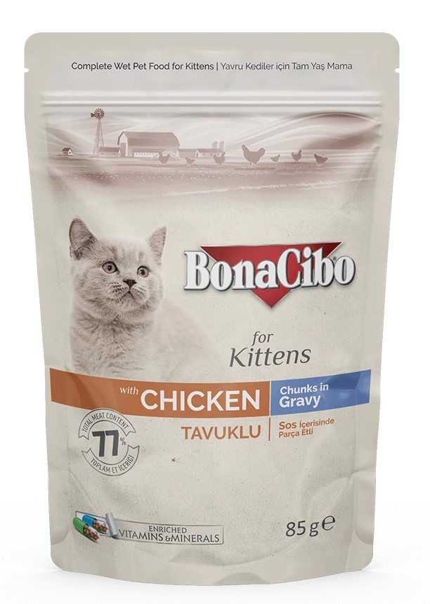 BONACIBO POUCH - WET KITTEN FOOD CHICKEN 85g