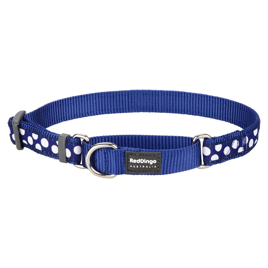 Red Dingo White Spots Dark Blue Medium Martingale nyakörv