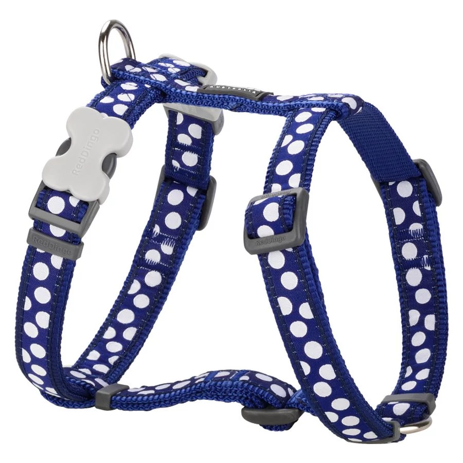Red Dingo White Spots Dark Blue Medium Dog hám