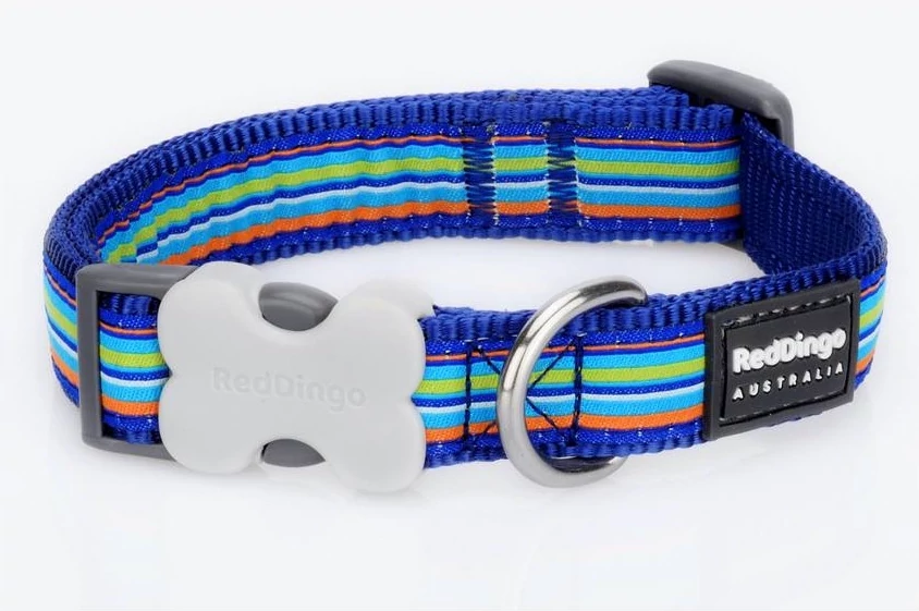 Red Dingo Horizontal Stripes Dark Blue Medium kutya nyakörv