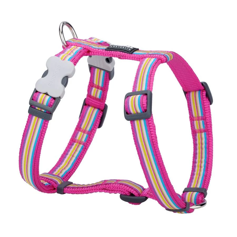 Red Dingo Horizontal Stripes Hot Pink Small Dog hám