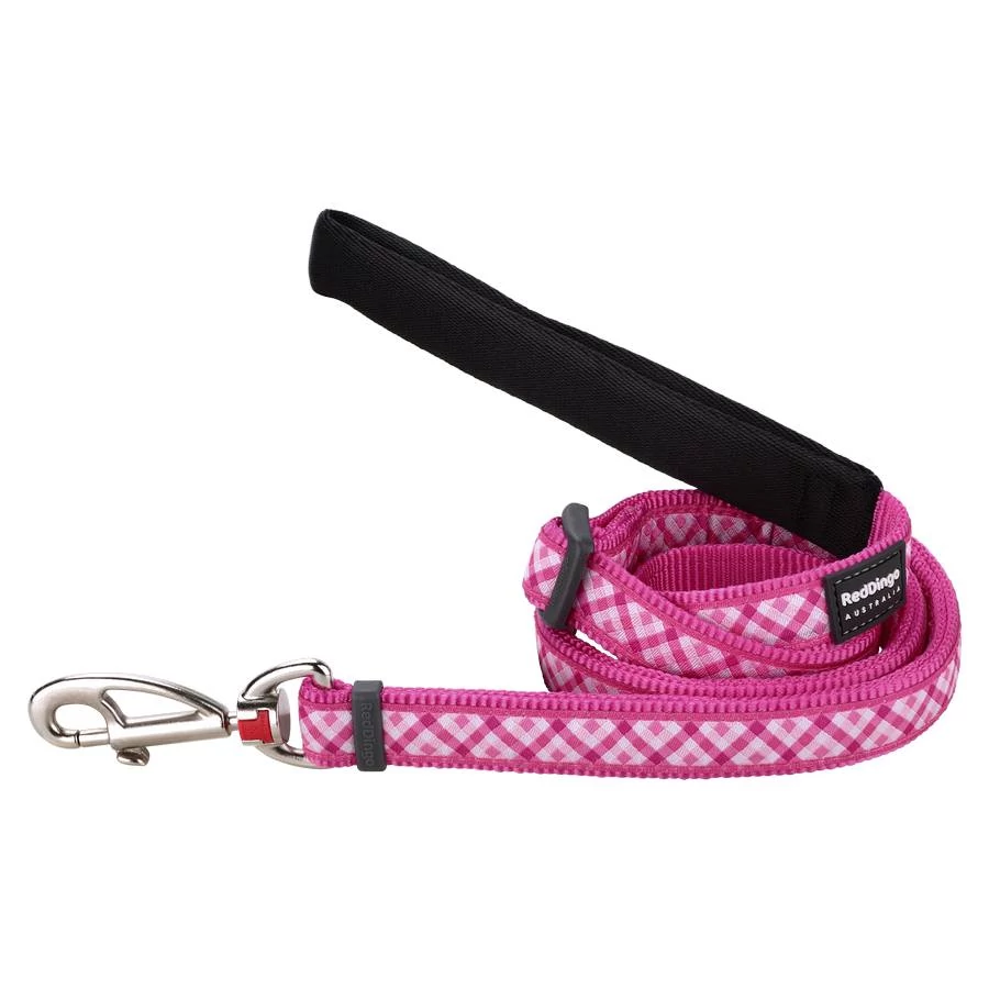 Red Dingo Gingham Hot Pink póráz 100-180 cm Small