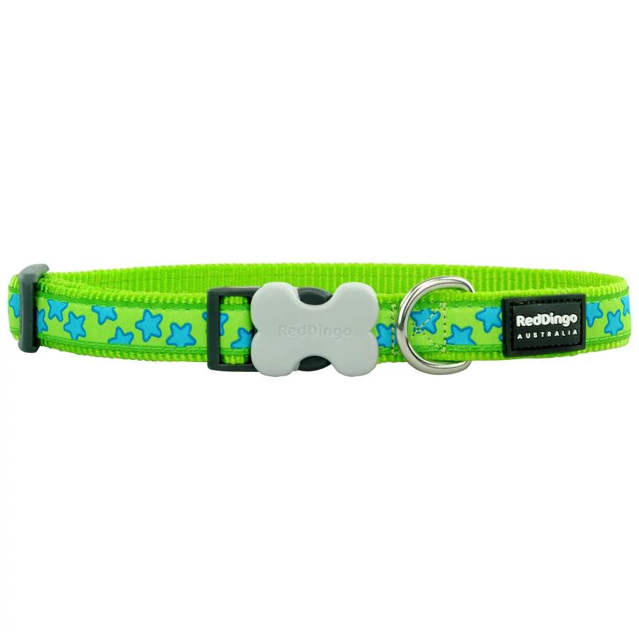 Red Dingo Stars Lime Medium kutya nyakörv