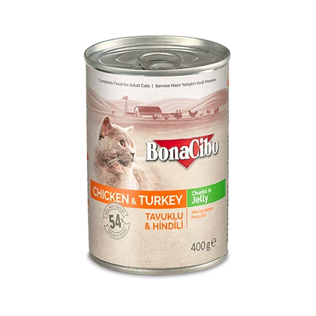 BONACIBO CANNED CAT FOODS CHICKEN & TURKEY 400g