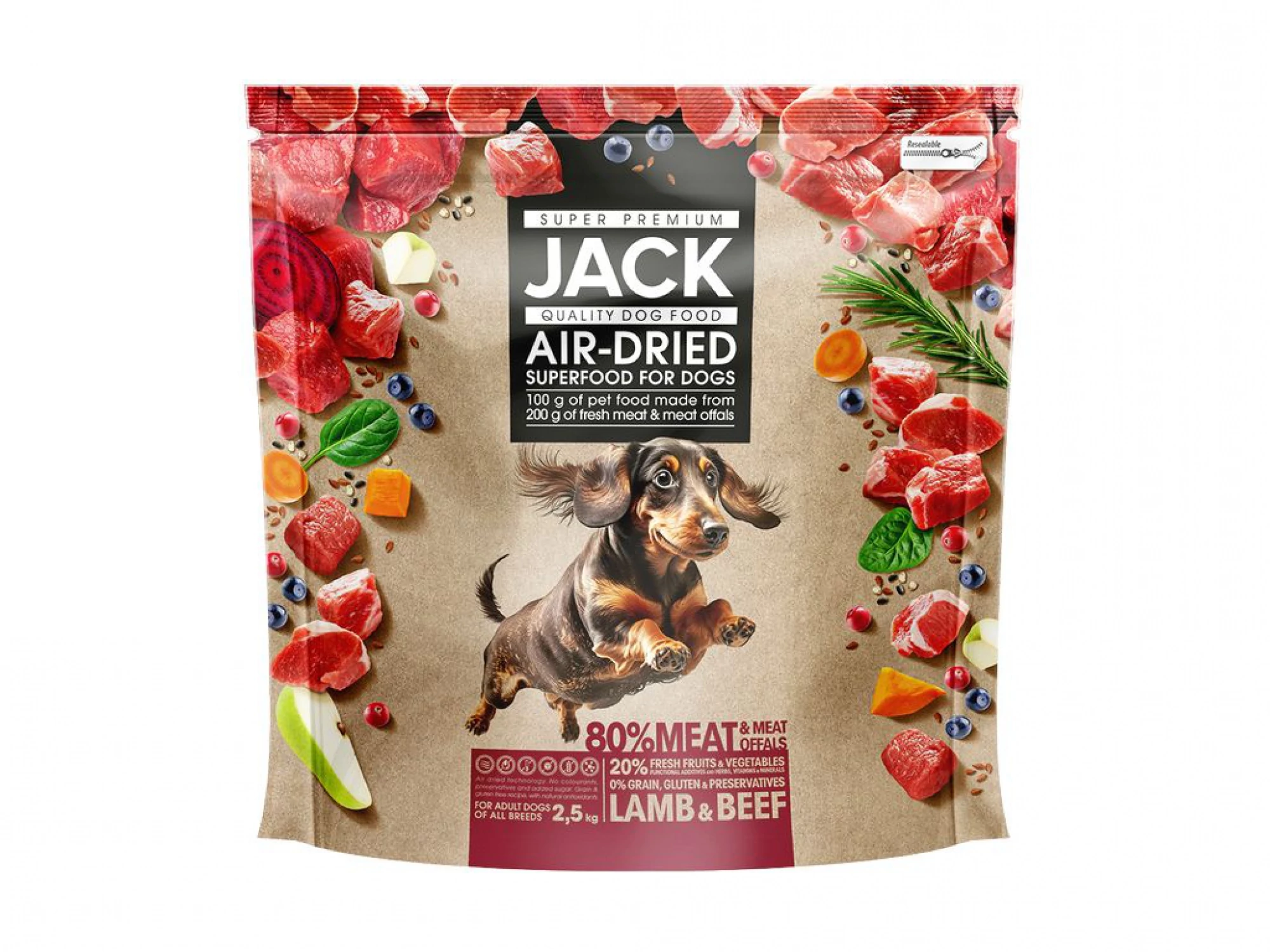 JACK Air-dried kutyatáp bárány & marha 2,5kg