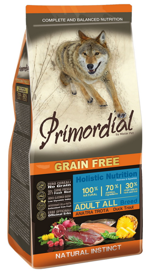 Primordial Grain Free Adult Kacsa és Pisztráng 12kg