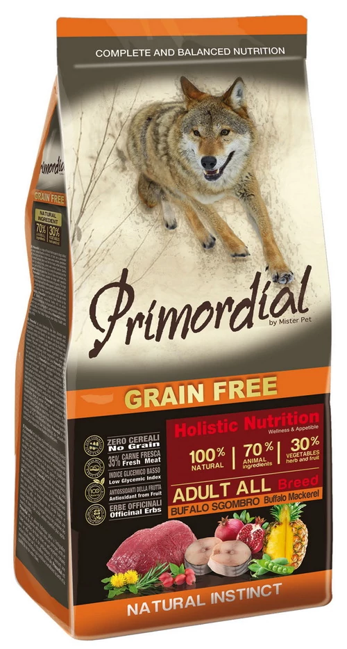 Primordial Grain Free Adult Bivaly és Makréla 12kg