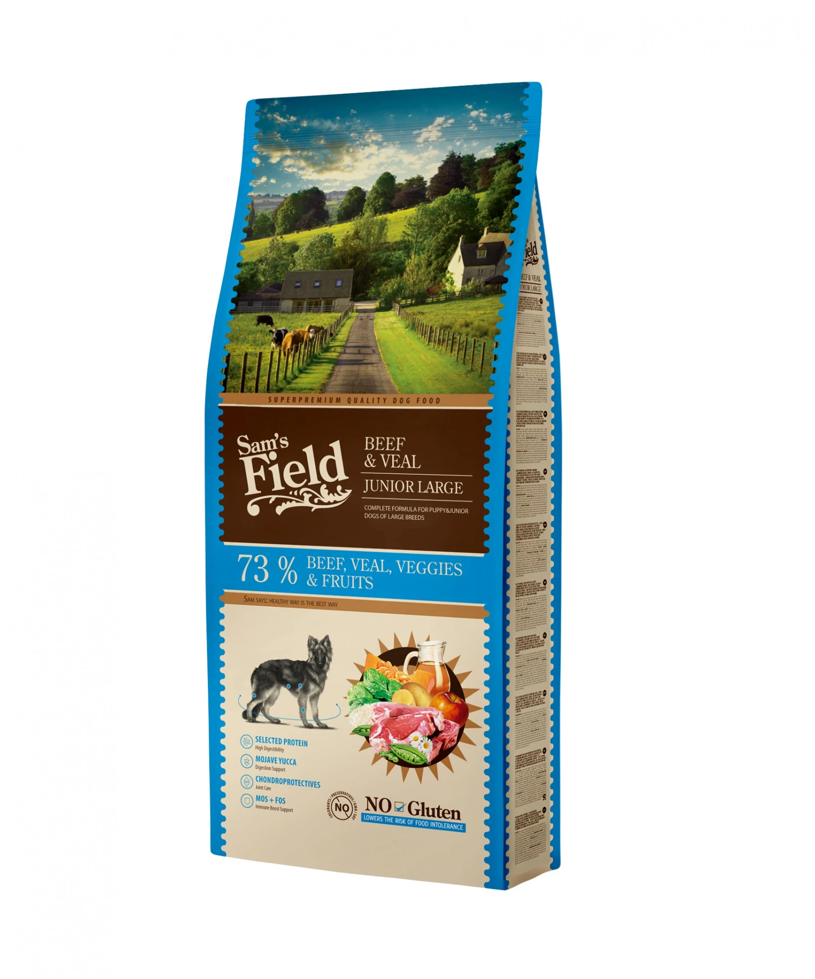 Sam's Field glutenfree puppy-junior large marha&borjú 13 kg