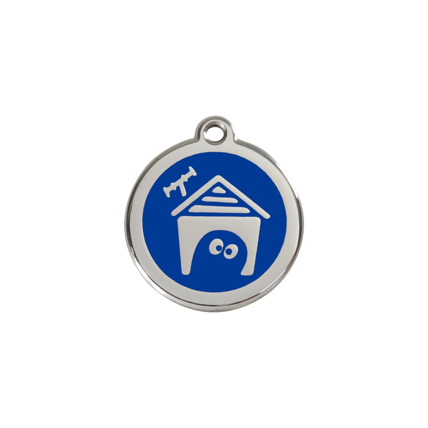 Red Dingo Rozsdamentes kutyaház mintás acél biléta sötétkék