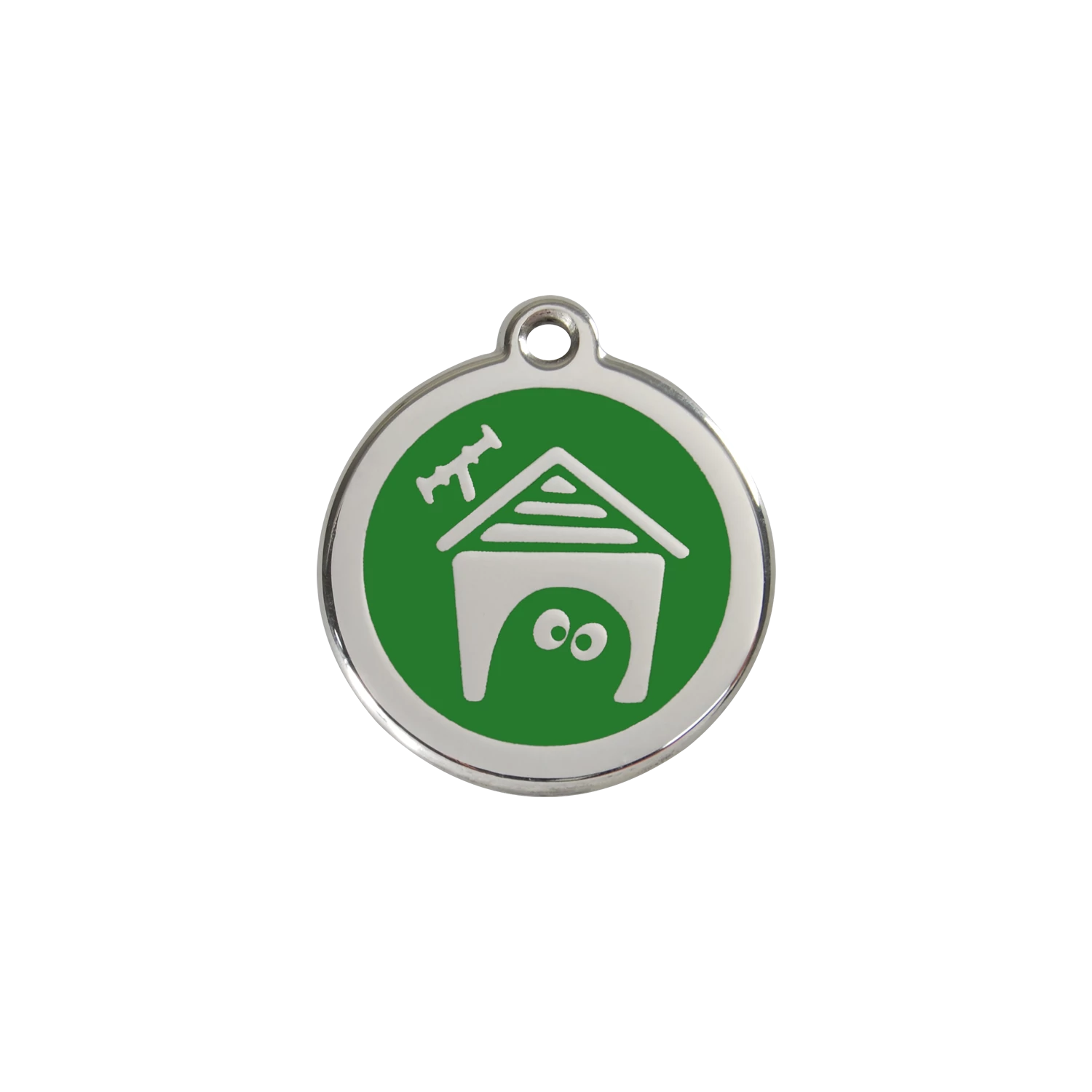 Red Dingo Rozsdamentes kutyaház mintás acél biléta zöld