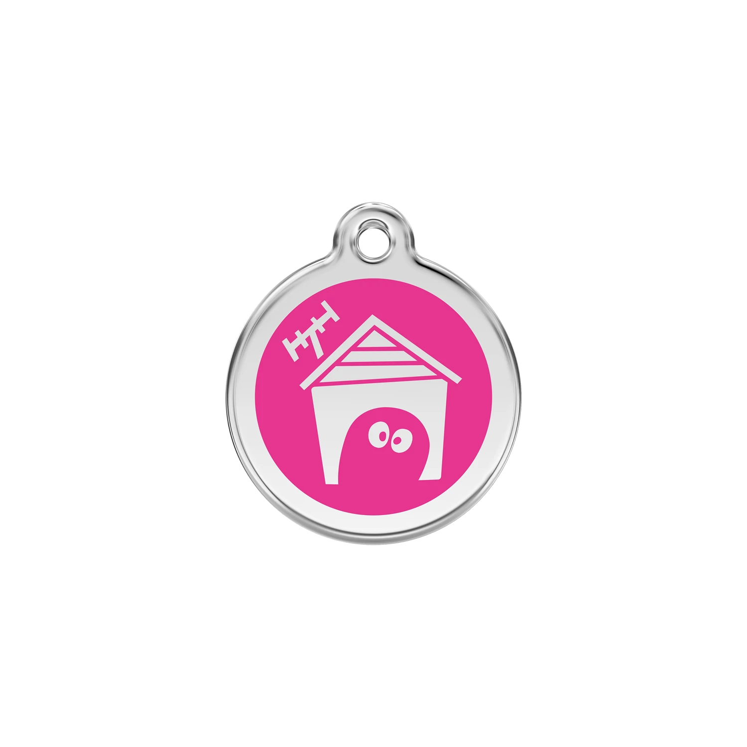 Red Dingo Rozsdamentes kutyaház mintás acél biléta hot pink